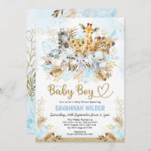 Tropical Boho Safari Pojke Blue Guld Shower