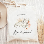 Tropical Boho Tigers Bachelorette Bridesmaid Tygkasse<br><div class="desc">Denna förfärliga tropiska inspirerade utformning,  som är adorberad med boho-blommigt och tigrar,  är perfekt för roligten party!</div>