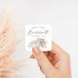 Tropical Boho Tigers Bachelorette Fyrkantigt Klistermärke