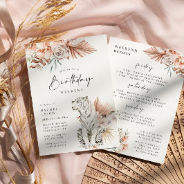 Tropical Boho Tigers Birthday Helg Inbjudningar