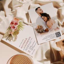 Tropical Boho, torkad blomma | Foto QR-kod Bröllop Inbjudningar
