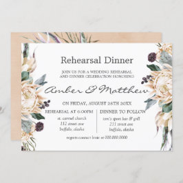 Tropical Boho White Protea Rehearsal Dinner Invita Inbjudningar