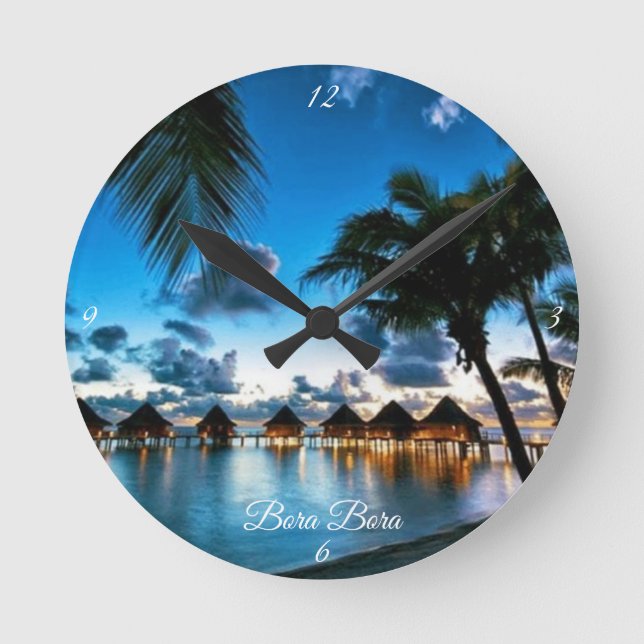 Tropical Bora Bora Rund Klocka (Framsida)