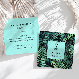 Tropical Botanical Hairstylist Fyrkantigt Visitkort