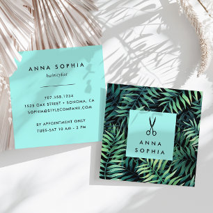 Tropical Botanical Hairstylist Fyrkantigt Visitkort