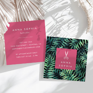 Tropical Botanical Hairstylist Fyrkantigt Visitkort