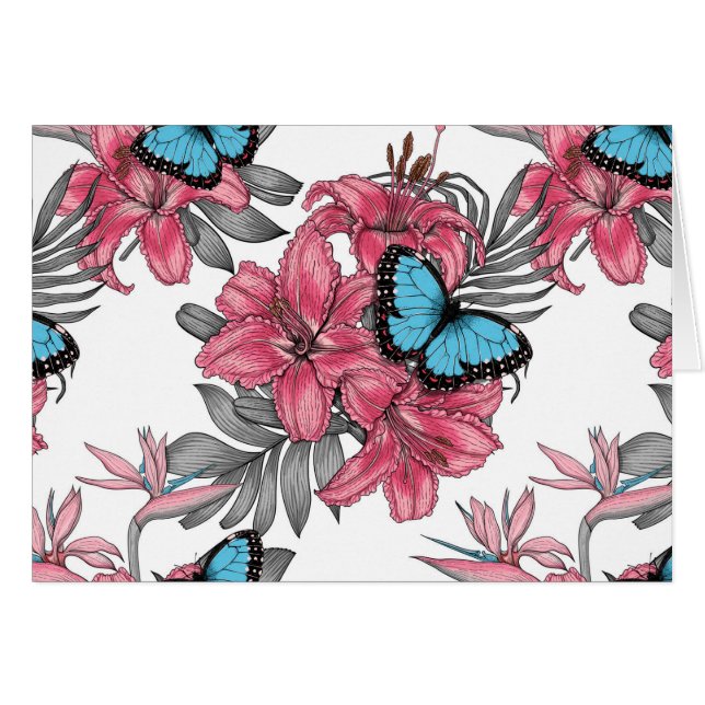 Tropical bouquet hälsningskort (Framsidan Horizontal)