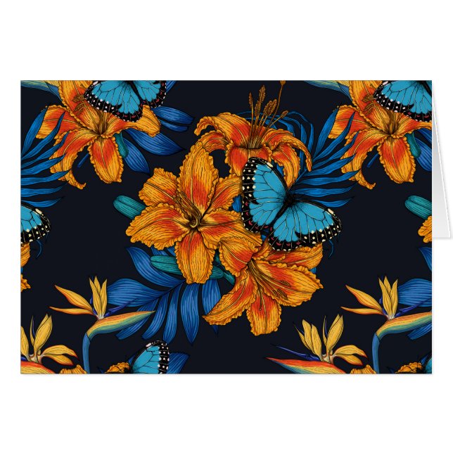 Tropical bouquet hälsningskort (Framsidan Horizontal)