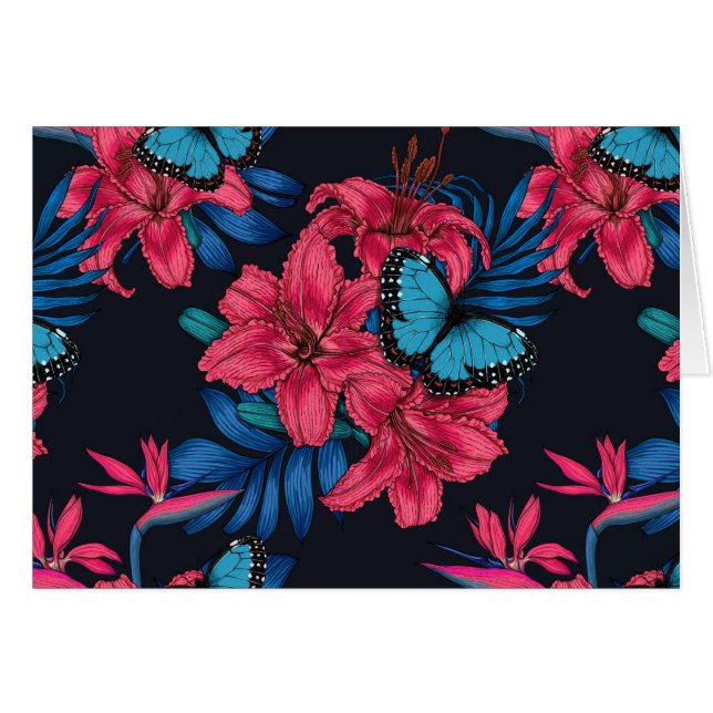 Tropical bouquet hälsningskort (Framsidan Horizontal)