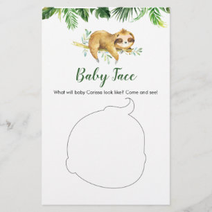 Tropical Boy Sloth Baby Shower Baby Ansikte Card