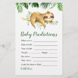 Tropical Boy Sloth Baby Shower Baby Predictions