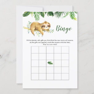 Tropical Boy Sloth Baby Shower Bingo Game Inbjudningar
