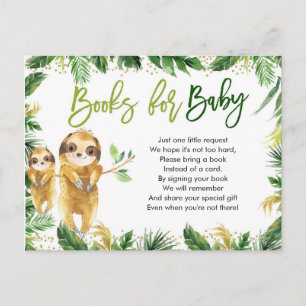 Tropical Boy Sloth Baby Shower Bokar för Baby Inbjudan Vykort