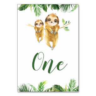 Tropical Boy Sloth Baby Shower Bordsnummer