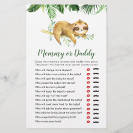 Tropical Boy Sloth Baby Shower Mamma eller pappa