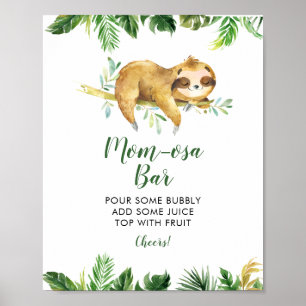 Tropical Boy Sloth Baby Shower Mamma-osa Pub Poster