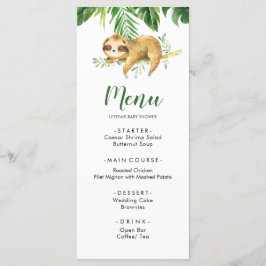 Tropical Boy Sloth Baby Shower Menu Meny