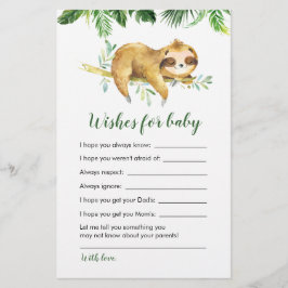 Tropical Boy Sloth Baby Shower Önskemål för baby