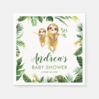 Tropical Boy Sloth Baby Shower Pappersservett