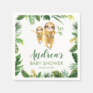 Tropical Boy Sloth Baby Shower Pappersservett