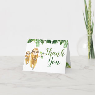 Tropical Boy Sloth Baby Shower Tack Foldad Kort