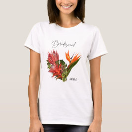 Tropical Breeze Bridesmaid Script Blommigt Bröllop T Shirt