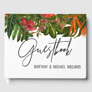 Tropical Breeze Bröllop Memory Guestbook Monogram Gästböcker