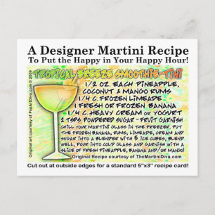 Tropical Breeze Smoothie Martini Recipe Postcard Vykort