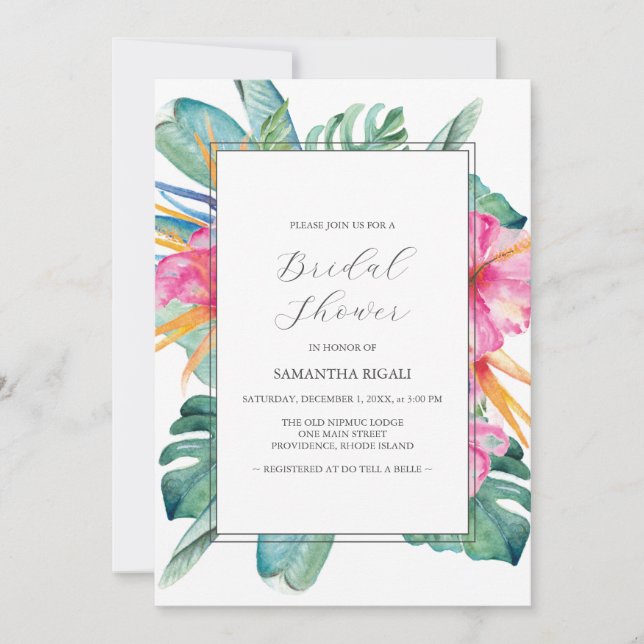 Tropical Bridal Shower Invitations Inbjudningar (Framsida)