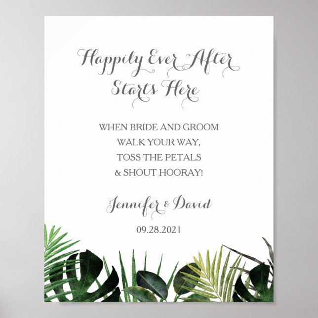 Tropical Bröllop Bride Groom Send Off Poster (Framsidan)