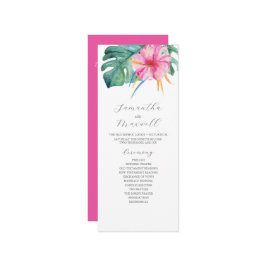 Tropical Bröllop Ceremony Programs Rosa Flowers Program