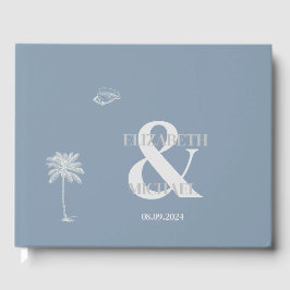 Tropical Bröllop Dusty Blue Gästböcker