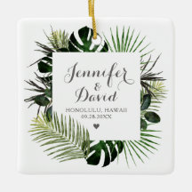 Tropical Bröllop Newlyged Gift Keepie Ornament