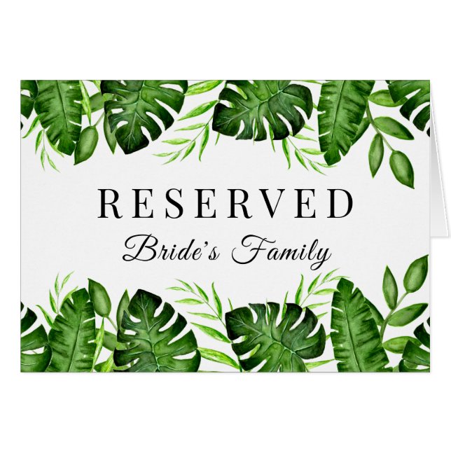 Tropical Bröllop Reserved Brides Family Script Hälsningskort (Framsidan Horizontal)