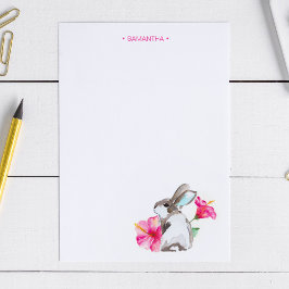 Tropical Bunny Watercolor Personlig Brevpapper