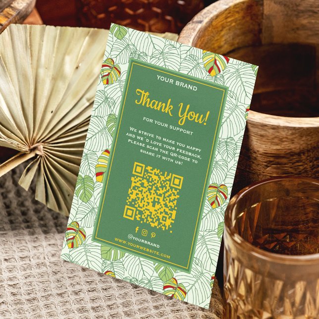 Tropical Business Tack Order Card med QR-kod Kort (Skapare uppladdad)