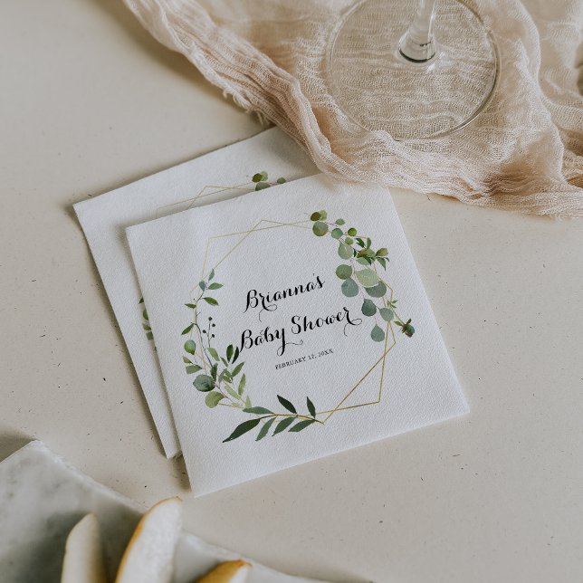 Tropical Calligraphy Baby Shower Guld Geometric Pappersservett (Skapare uppladdad)