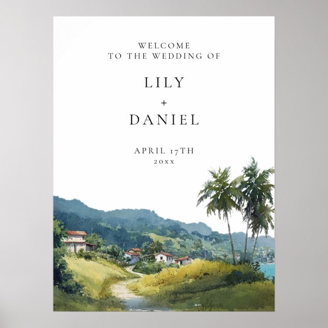 Tropical Caribbean Wedding Welcome Sign Poster (Framsidan)
