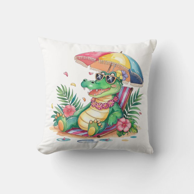 Tropical Chill Relaxing Gator Kudde (Framsida)