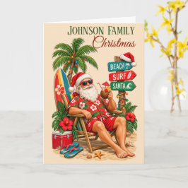 Tropical Christmas Beach Santa Retro Tropical Kort
