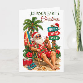 Tropical Christmas Beach Santa Retro Tropical Kort