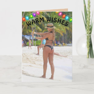 TROPICAL CHRISTMAS CARD BIG BUTT BIKINI GIRL CARDS KORT