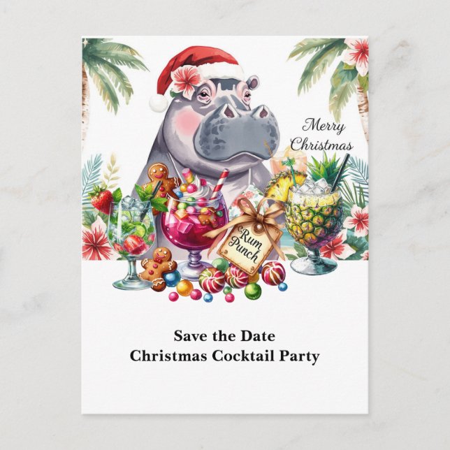 Tropical Christmas Cocktail Party Invitation  Helg Vykort (Framsida)