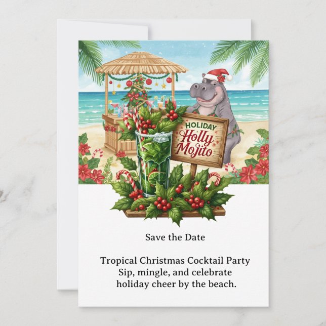 Tropical Christmas Cocktail Party Invitation  Inbjudningar (Framsida)