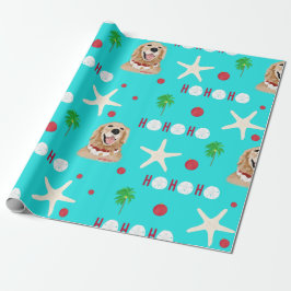 Tropical Christmas Dog Wrapping Paper Roll Presentpapper