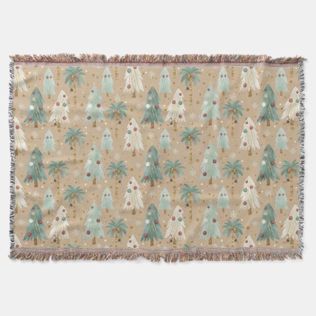 Tropical Christmas Fusion Festive Palm & Pine Tree Filt (Framsidan)