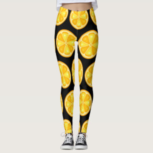 TROPICAL Citrus SOMMER FRUIT Orange Citons Slice Leggings