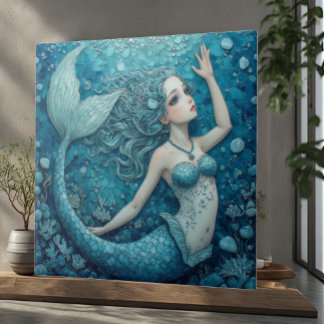 Tropical Coastal Fantasy Mermaid Luxury Decorative Kakelplatta