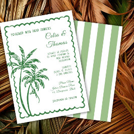 Tropical Coastal Retro Beach Destination Wedding  Inbjudningar