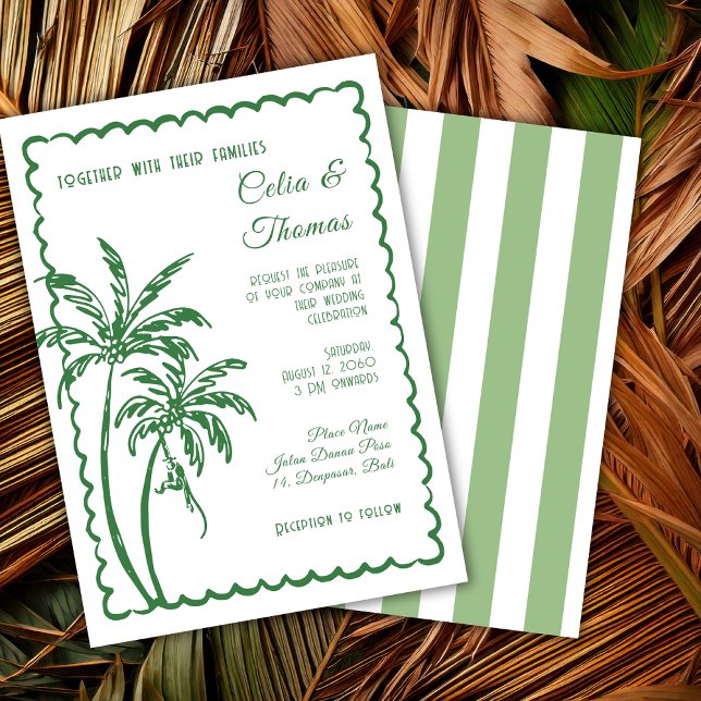 Tropical Coastal Retro Beach Destination Wedding  Inbjudningar (Skapare uppladdad)